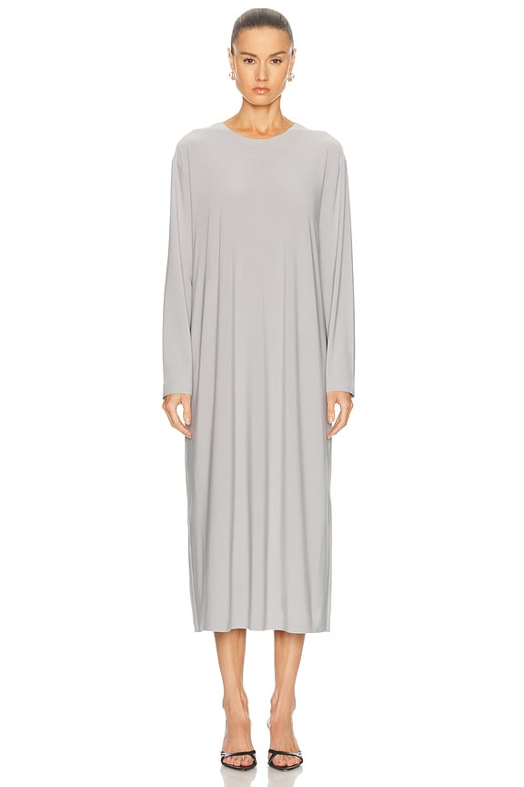 loewe silver dress Loewe Metallic Twist Layered Maxi T-Shirt Dress