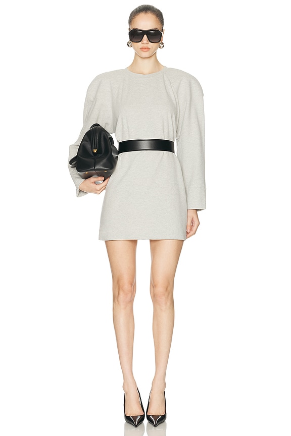 THE ATTICO Long Sleeve Mini Dress in Melange Grey | FWRD