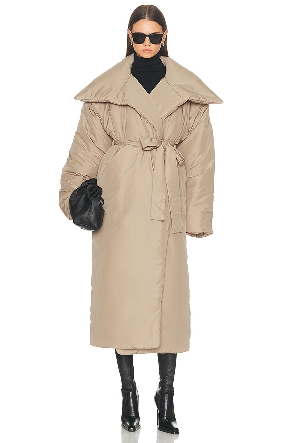 Moncler Chandre Long Coat in Beige | FWRD