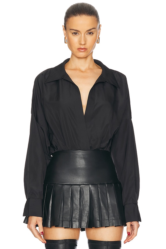 最安値 Bodysuit Down Button Sheer Mugler in FWRD | Black トップス
