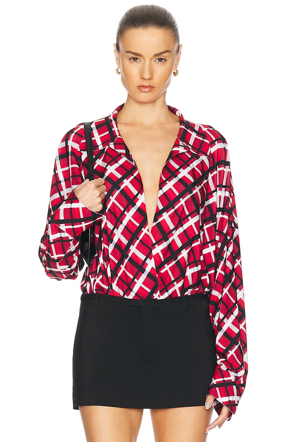 THE ATTICO Zebra Printed Shirt in Red & Milk | FWRD