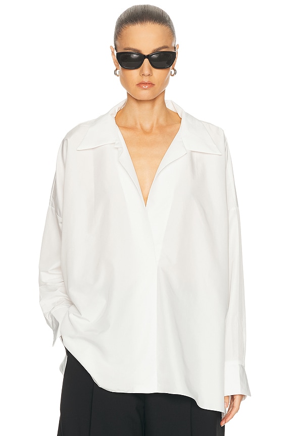 KHAITE Garth Top in Crinkle Ivory | FWRD