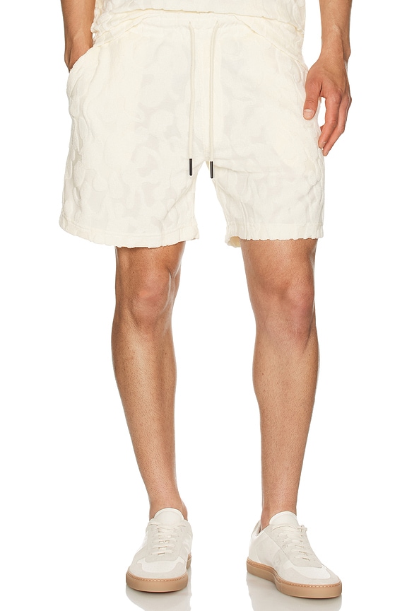 OAS Navy Diamond Terry Shorts in Blue | FWRD