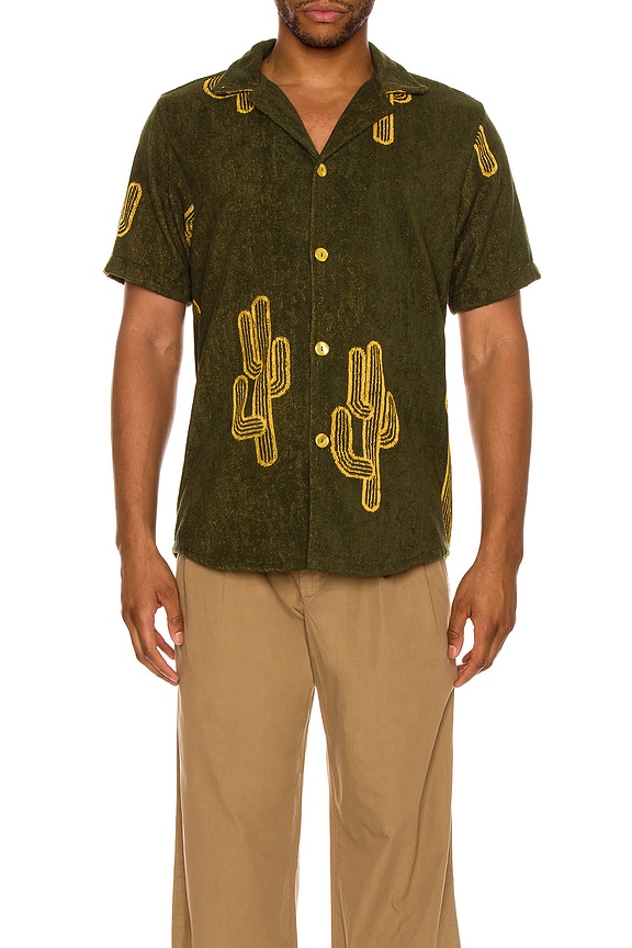 OAS Banana Leaf Cuba Terry Shirt in Green | FWRD