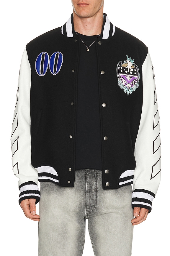 Angel Varcity Jacket Amiri 2度着用 Amiri MA Angel Varsity Jacket in Black | FWRD