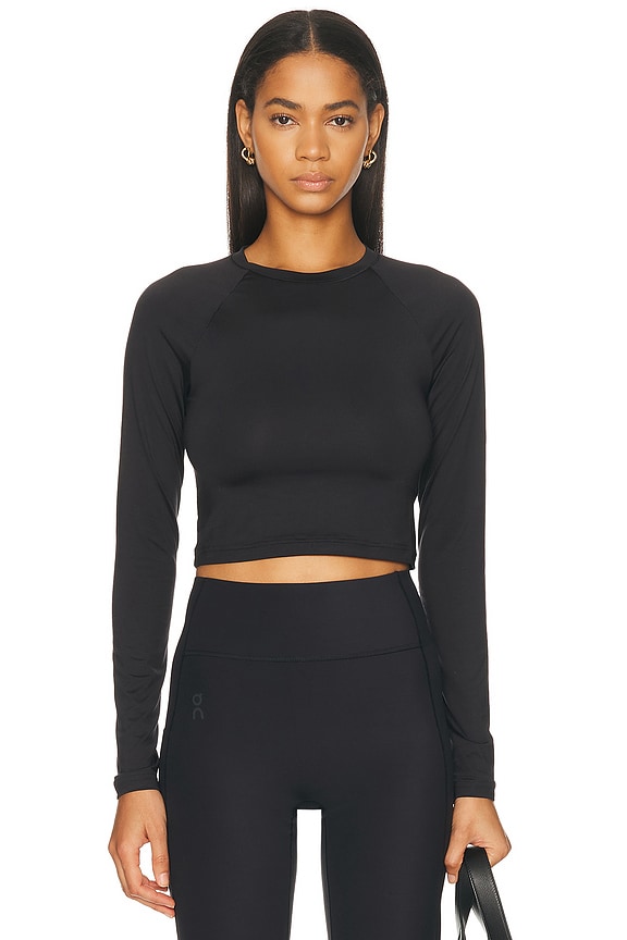 alo Alosoft Crop Finesse Long Sleeve Top in Black | FWRD