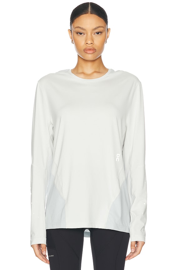 Miu Miu Logo Long Sleeve T-Shirt in Bianco | FWRD