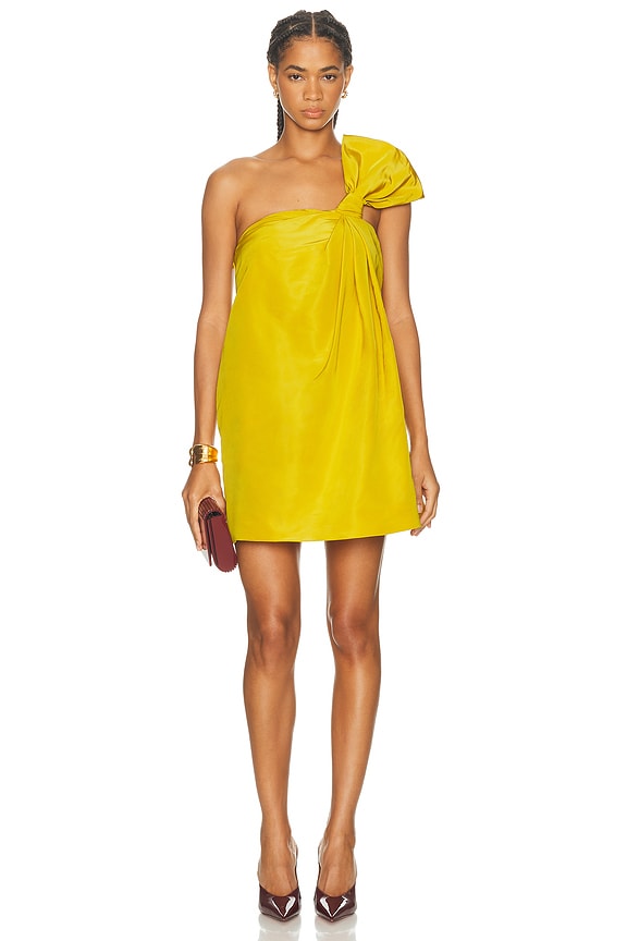 apiece apart one shoulder dress APIECE APART Reina One Shoulder Ruffle Dress in Lemon in Citrus