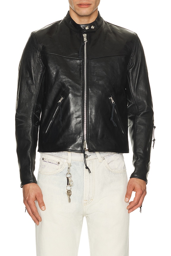 最終値下【Rick Owens】intarsia ライダース　カウレザー48 Rick Owens Intarsia Lambskin Jacket in Black | FWRD