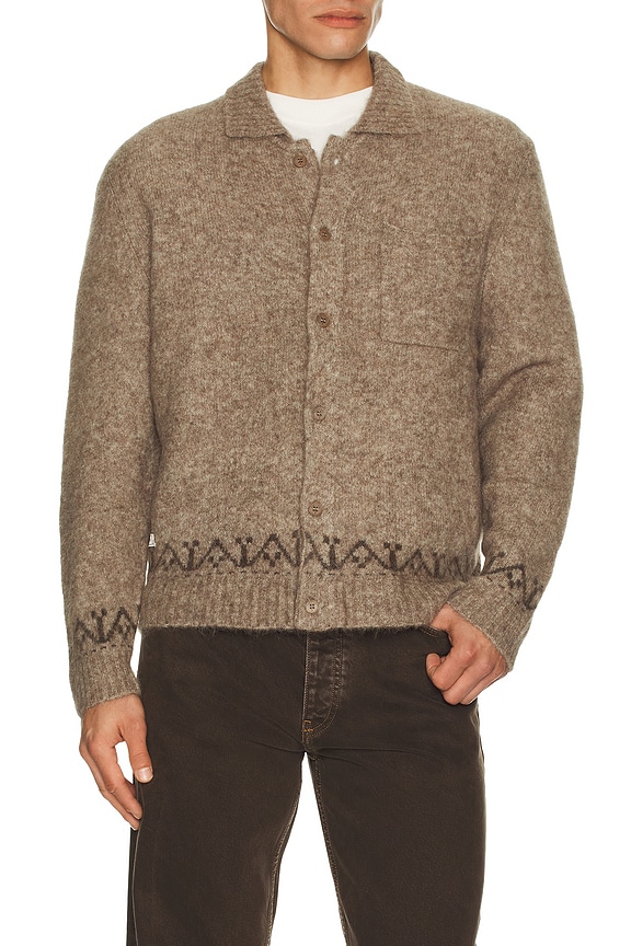 WACKO MARIA Leopard Heavy Mohair Cardigan in Brown | FWRD