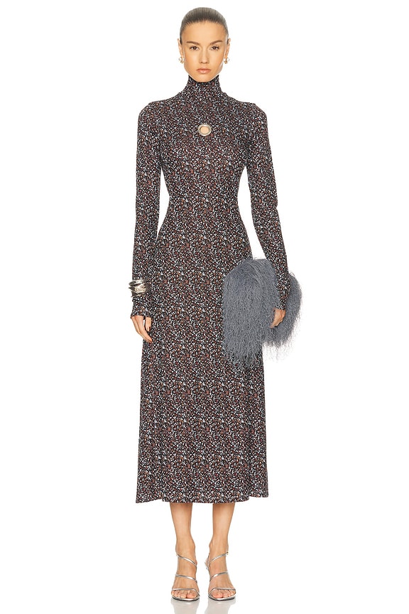 Proenza Schouler White Label Jersey Turtleneck Dress in Gold & Black Snake  | FWRD