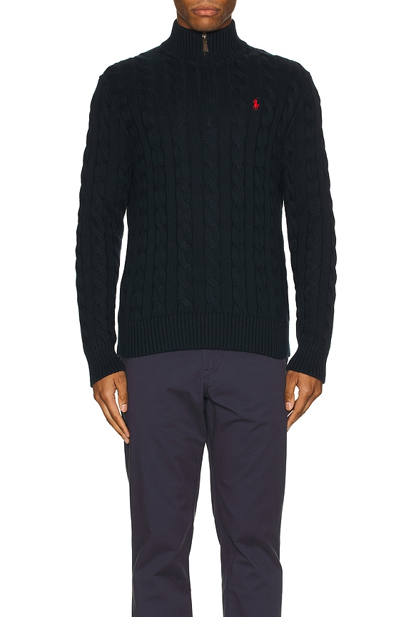 Polo Ralph Lauren Lex Merino Wool Novelty Bear 1/2 Zip Sweater in