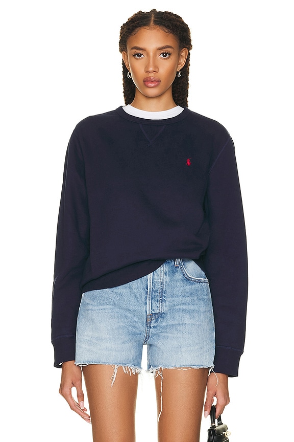 Sporty & Rich Be Nice Crewneck Sweatshirt in Navy & Cream | FWRD