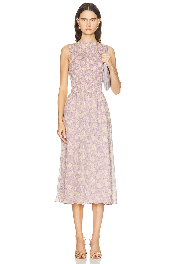CALVIN KLEIN 205W39NYC Printed Cupro Gauze Midi Dress in Green, Maroon &  White | FWRD
