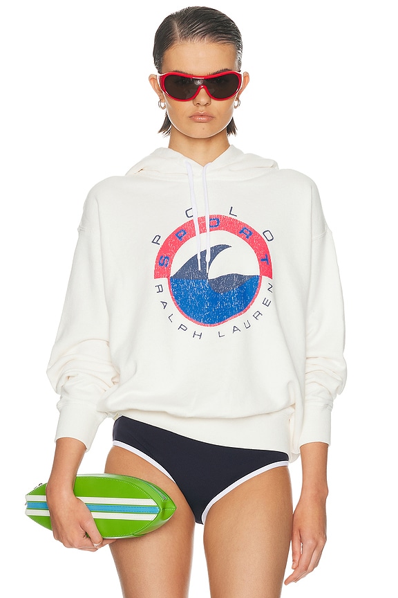R13 Red Hot Chili Peppers Doodle Oversized Hoodie in Dirty White