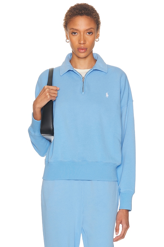 Varley Hawley Half Zip Sweatshirt in Azure Blue | FWRD