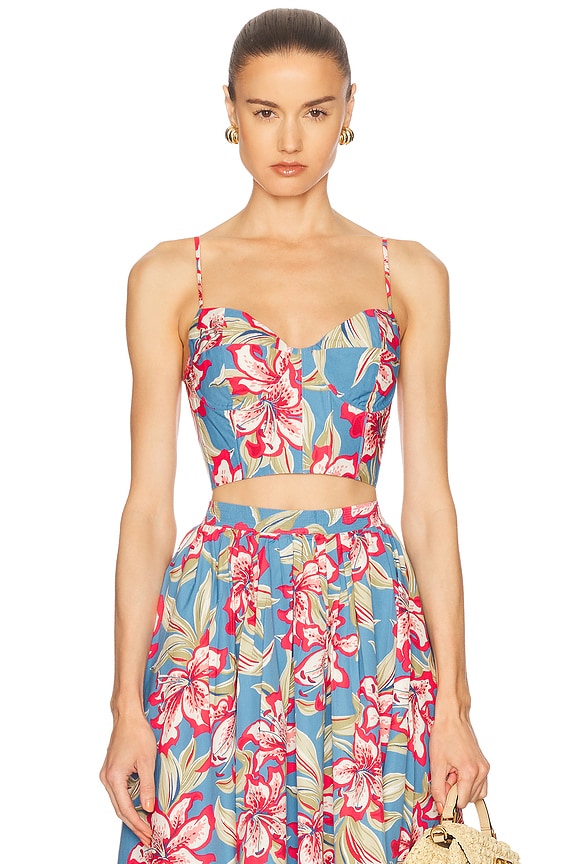 AREA Scalloped Crystal Top in Multi & Silver | FWRD