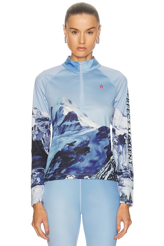 RIXO Mandy Top in Blue, Red & White Micro Mod Floral | FWRD
