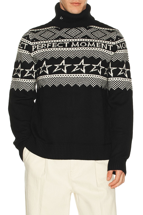 Saint Laurent Sweat 90's Jacquard Sweater in Noir & Natural | FWRD