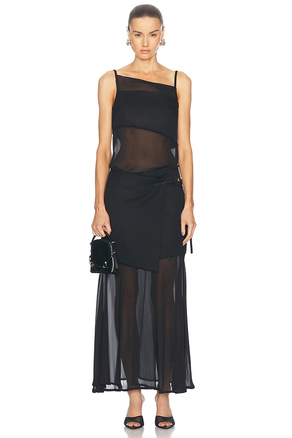 ワンピース FERRAGAMO DRESS (112472769914 NERO) Ferragamo One Shoulder Maxi Dress in New Navy | FWRD