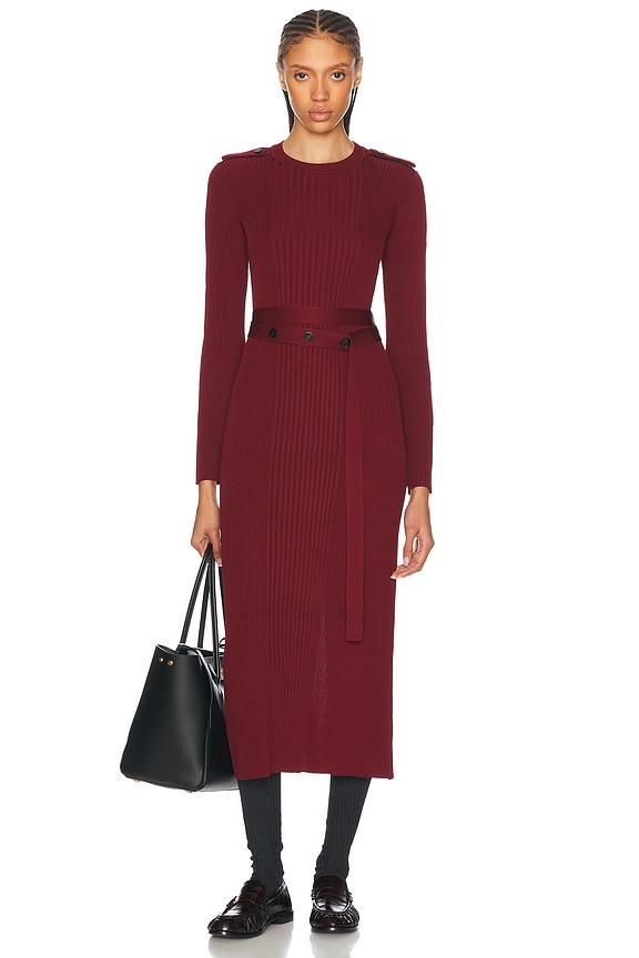 Roland Mouret Long Sleeve Knit Midi Dress in Light Pink | FWRD