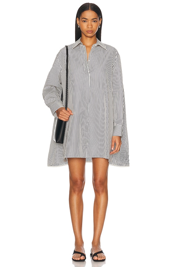 Toteme Monogram Wrap Dress in Ecru & Black | FWRD