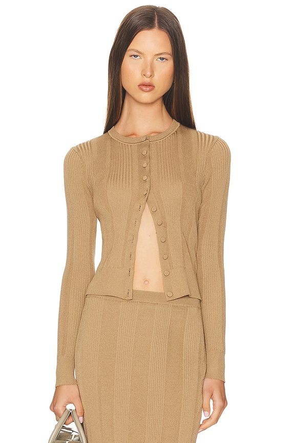 Miu Miu Crop Cable Knit Sweater in Cammello | FWRD