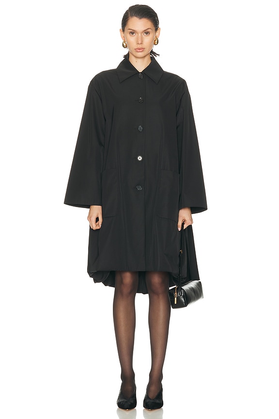 ALAÏA Belted Trench Coat in Noir | FWRD