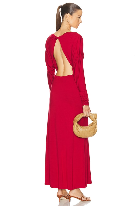 Alex Perry Mara Long Sleeve Crew Heart Dress in Red | FWRD