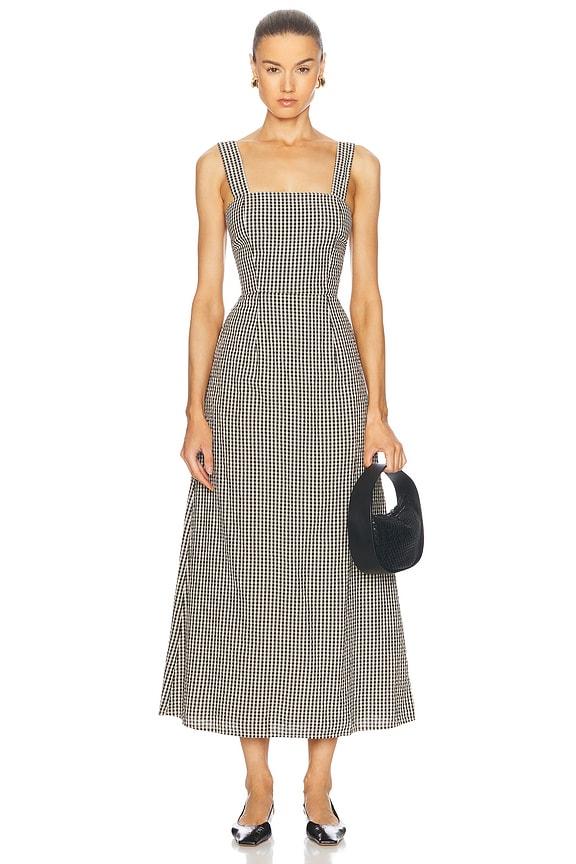 Posse Lori Dress in Gingham Black & Cream | FWRD