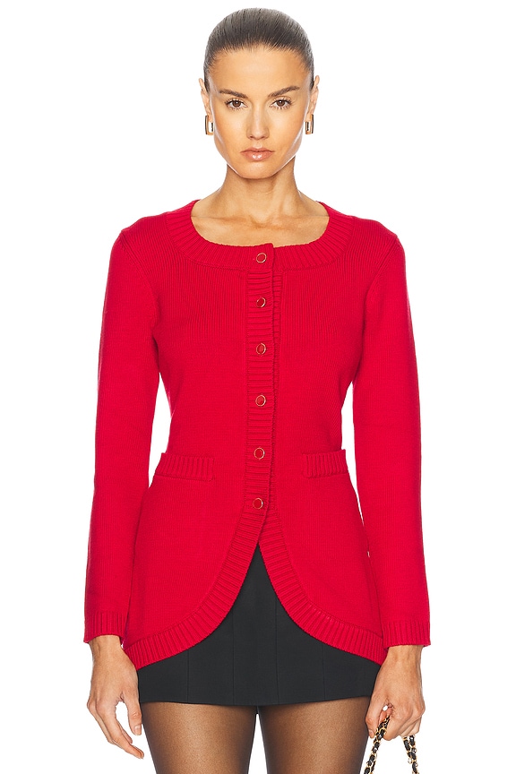 FERRAGAMO クロップドカーディガン Ferragamo Cropped Cardigan in Red | FWRD