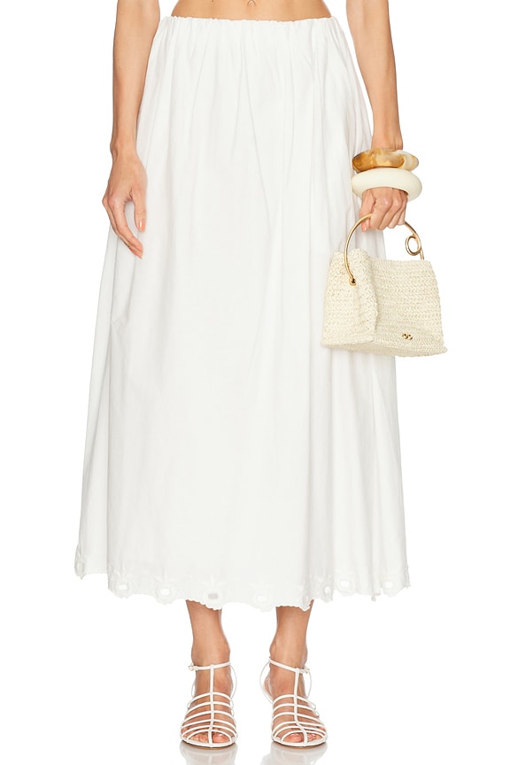 ★HILLDA★ Petal Midi Skirt White HDSK002W Rana Denim Midi Skirt - White - Petal & Pup USA