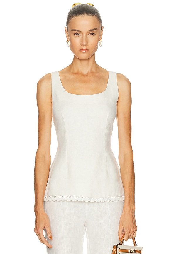 EAVES Cydnee Knit Tank in White With Black | FWRD