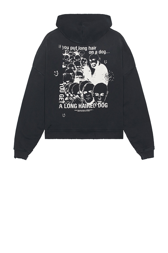 Balenciaga R Zip-Up Hoodie in Washed Black | FWRD