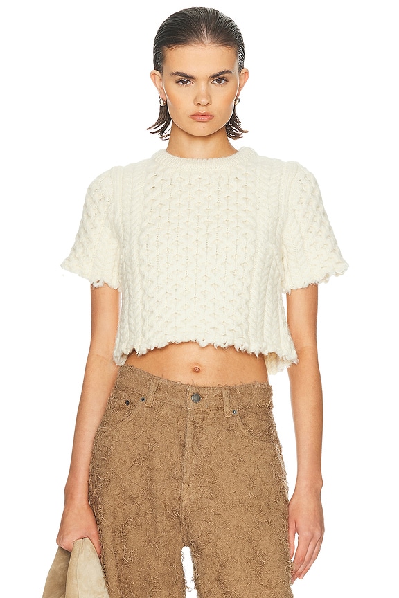 JIL SANDER|SHORT-SLEEVED ROUND NECK T-SHIRTS (SWEATER C Jil Sander Round Neck Short Sleeve Sweater in Bright Yellow