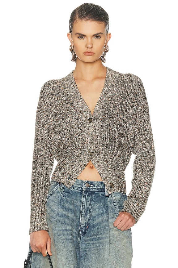 Helmut Lang Bungee Cropped Cardigan in Deep Sea | FWRD