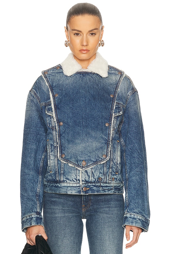 ALAÏA Denim Jacket in Bleu Clair | FWRD