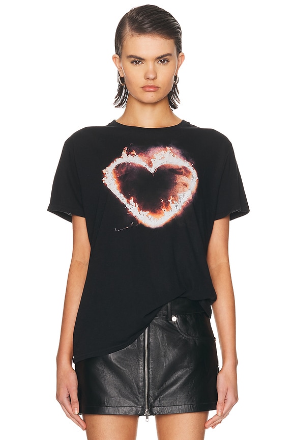 トップス givenchy heart sheer l/s black archive Givenchy Shark Jaw and Mermaid Roses Cotton Tee in Black | FWRD