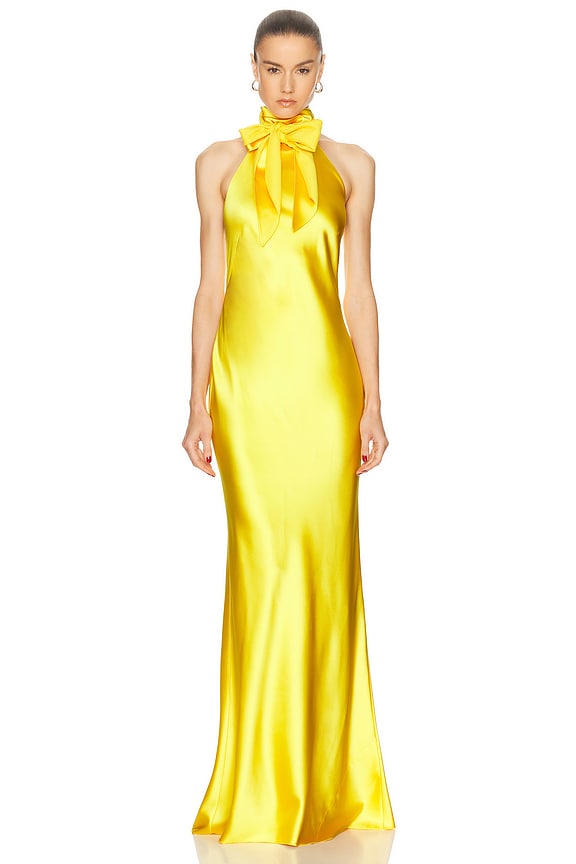 galvan gold dress Galvan The Glencoe Dress