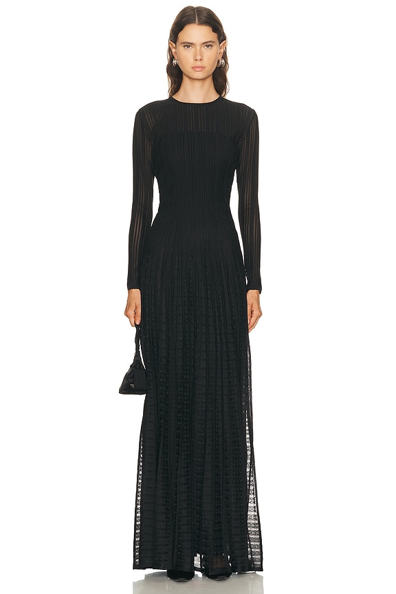 Jean Paul Gaultier Morphing Pinstripes Long Dress in Black | FWRD