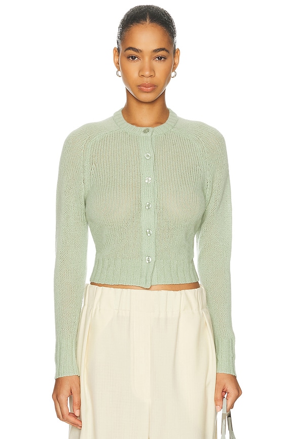 Guest In Residence Jane Check Cardigan in Seaglass Combo | FWRD