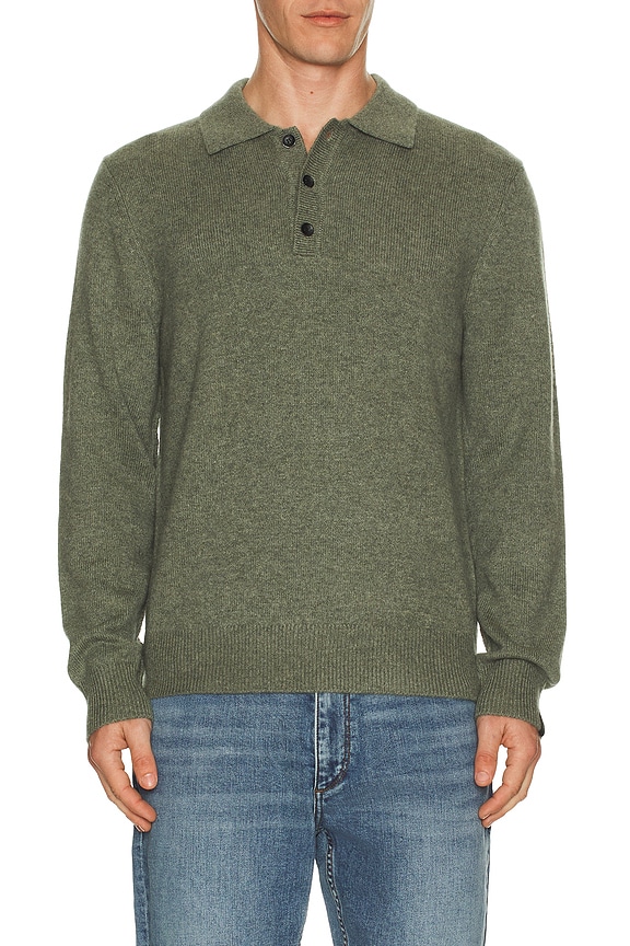 thisisneverthat Velvet Knit Zip Polo in Green | FWRD
