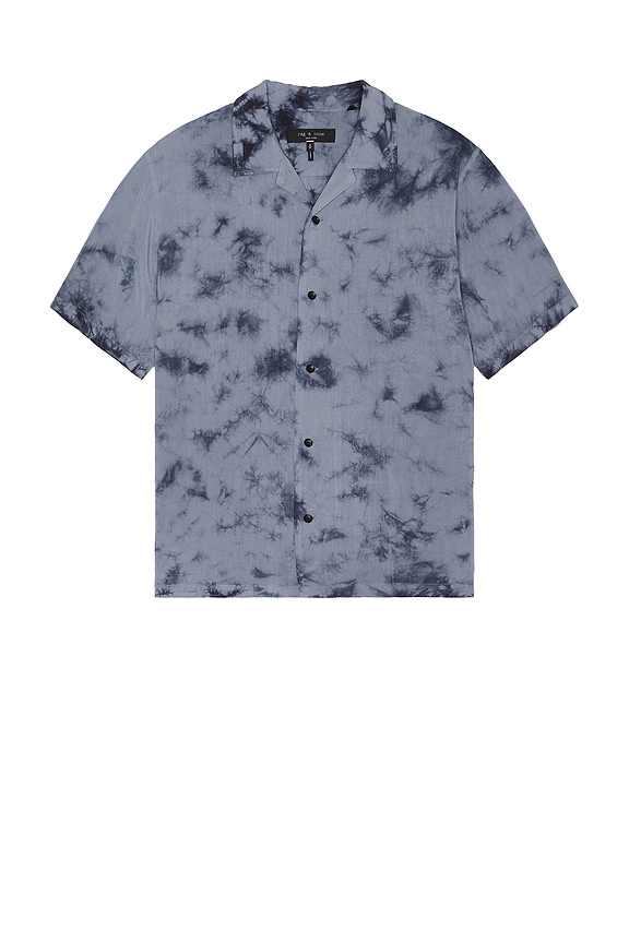 Acne Studios 半袖シャツ ELMS PRINT 総柄 48 Acne Studios Elms Print Shirt in Indigo | FWRD