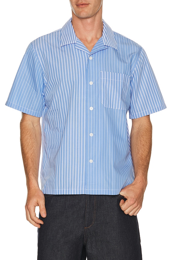 COMME des GARCONS HOMME Oxford Stripe Shirt in Sax, White, Navy