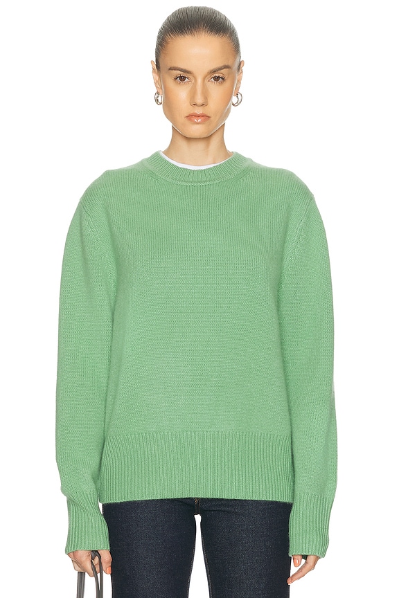 Acne Studios Face Knit Pullover Sweater in Sage Green | FWRD