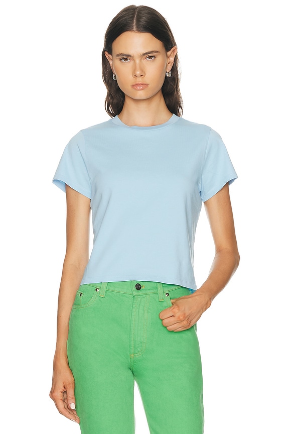 RENGGLI Stripe Boxy Long Sleeve Button Up Shirt in Kiwi & Azure | FWRD