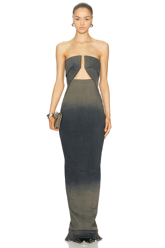 christopher esber strapless ruched dress Orion strapless ruched chiffon gown - yellow