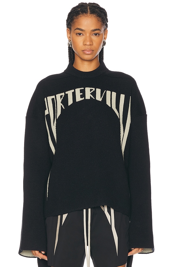 Balenciaga Double Front Crewneck Sweater in Washed Black