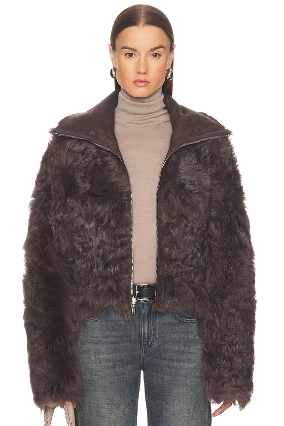 Yves Salomon Rex Rabbit Band Jacket in New Chinchilla | FWRD