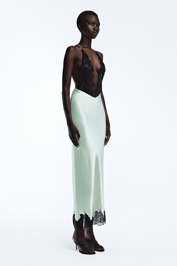 casablanca dress crochet Long in Green Out To Brunch Taupe فساتين مخملية Fringe trim Size:7M Wedding dress